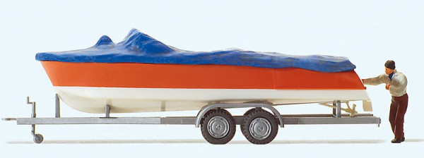Preiser 33255 - Motorboot beim Verladen auf Anhänger