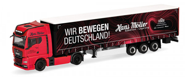 Herpa 319669 - MAN TGX GX Gardinenplanen-Sattelzug "Hans Möller / Wir bewegen Deutschland"