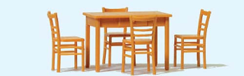 Preiser 65809 - Tisch, 4 Sthle. Materialfarb