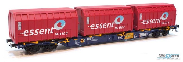 MTE 1009 - NS Container-Tragwagen Slps 4-achsig Ep.6, beladen mit 3 Compostbehältern "essent milieu"