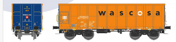 NME 543606 - WASCOSA Off. Güterwag. Eamnos 11,3m "WASCOSA", orange/blau, geänd. Wag.nr. Ep.6