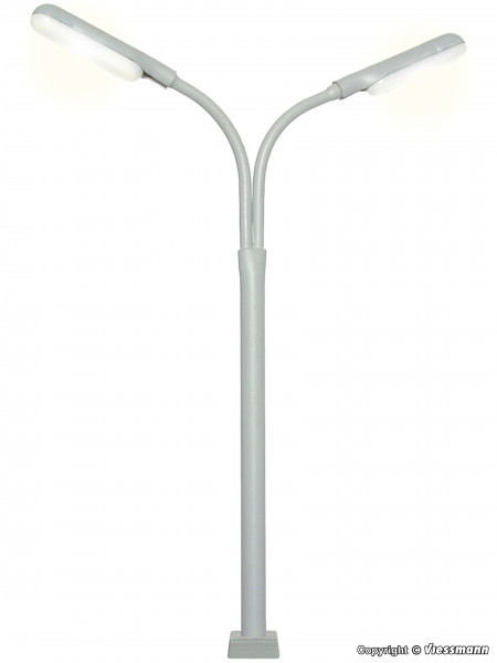 Viessmann 60951 - Peitschenleuchte doppelt mit Kontaktstecksockel, 2 LEDs weiß