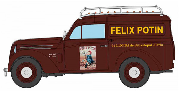 REE CB-212 - Renault Juvaquatre Kasten braun mit Dachgepäckträger "Felix Potin"