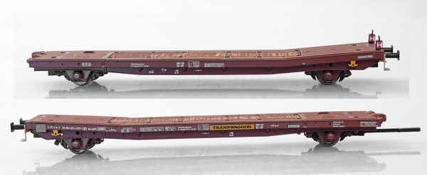 NME 531495 - DB Flachwageneinheit Laadks "TWA800" braun Ep.4, "Transwaggon", mit Zugschlußbeleuchtun