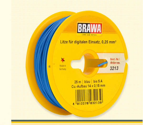 Brawa 3213 - Litze für digitalen Einsatz 0,25mm² 25m blau