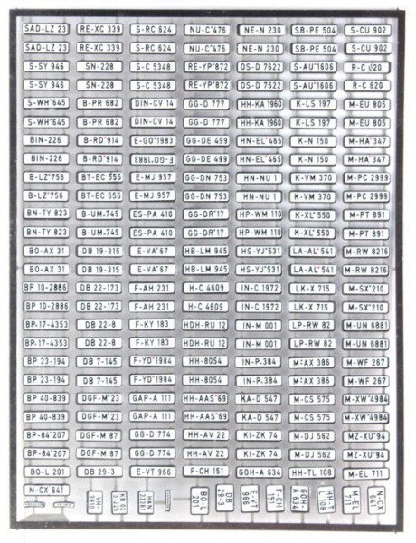 Artitec 10.353 - Deutsche Kennzeichenschilder Satz A, 1956-1994 1:87 Bausatz aus Ätzteilen und Abzi