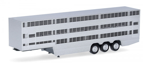 Herpa 076333-003 - Viehtransporterauflieger dreiachsig, silber lackiert/Chassis schwarz