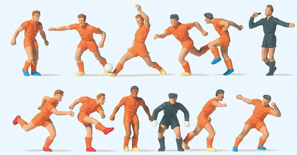 Preiser 10761 - Fußballmannschaft, orange Trikots und Hosen