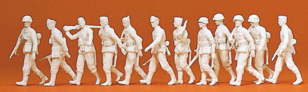Preiser 16519 - Vorgehende Infanterie Deutsches Reich 1939-45 12 unbemalte Miniaturfiguren mit Zubeh