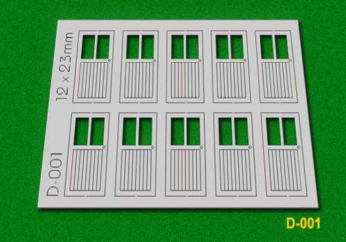 Proses PD-001 - Tür mit Doppelfenster 12X23mm H0/00 10 Stück