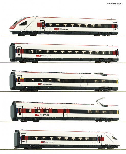 Roco 7720036 - SBB 5er Set Triebzug ICN SBB AC-Snd. + Innenbeleuchtung E6