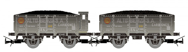 Electrotren HE6094 - RENFE, 2-tlg. Set 2-achs. offener Güterwagen, beladen mit Kohle, grau-schwarze