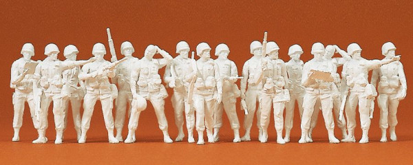 Preiser 16529 - US-lnfanterie modern 16 unbemalte Miniaturfiguren Bausatz Materialfarbe beige