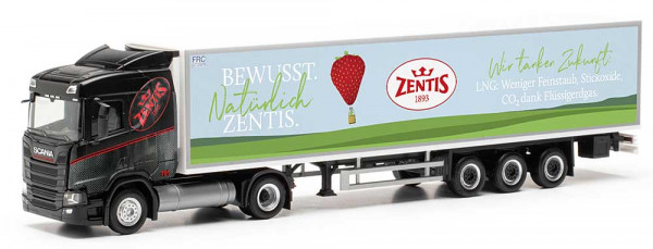 Herpa 317696 - Scania CR20 ND LNG Kühlkoffer-Sattelzug "Zentis"