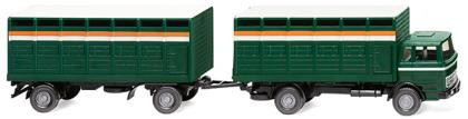 Wiking 056503 - MB Viehtransporthängerzug moosgrün Bj.1963-67