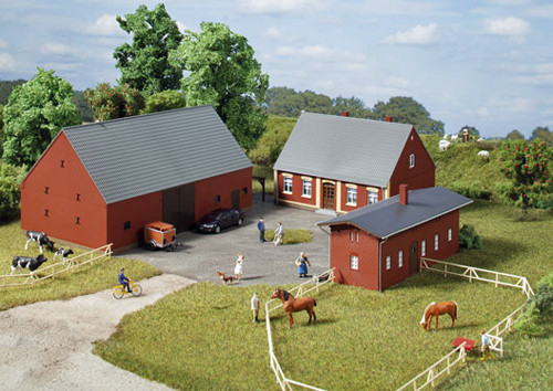 Auhagen 11439 - Bauernhof (drei Gebäude), Ziegel