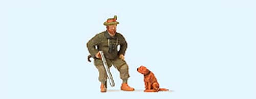 Preiser 28129 - Sitzender Jäger, Hund