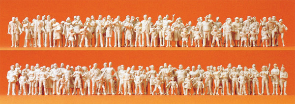 Preiser 16343 - Passanten und Zuschauer 130 unbemalte miniaturfiguren Bausatz Farbe weiß