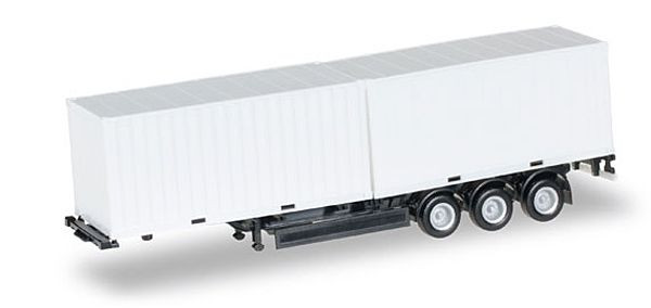 Herpa 076494-002 - 40 ft. Containerchassis Krone mit 2 x 20 ft. Container, Chassis schwarz