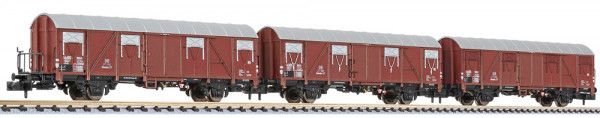 Liliput 260131 - DB Set 3-teilig gedeckte Güterwagen Glmmhs57 Ep.3, unterschiedliche Ausführungs-Det