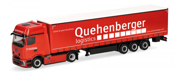 Herpa 321334 - Mercedes-Benz Actros L ProCabin Gigaspace Gardinenplanen-Sattelzug "Quehenberger" (A)