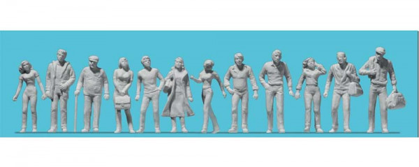 Preiser 68292 - Passanten. 12 unbemalte Miniaturfiguren