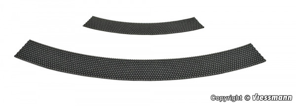 Vollmer 48239 - Seitenstreifen Kopfsteinpflaster aus Steinkunst, 45°-Kurve, Radius 12 – 15 cm