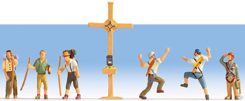 Noch 45874 - Bergwanderer mit Gipfelkreuz 6 Figuren + Zubehör