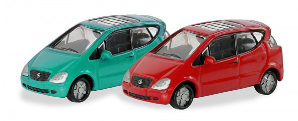 Herpa 066907 - N/2er Set Mercedes-Benz A-Klasse (168), rot und oasengrün