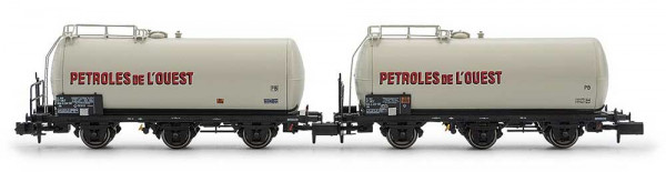 Arnold HN6677 - SNCF Set 2-teilig Kesselwagen 3-achsig grau Ep.4, „Petroles de l´Ouest“