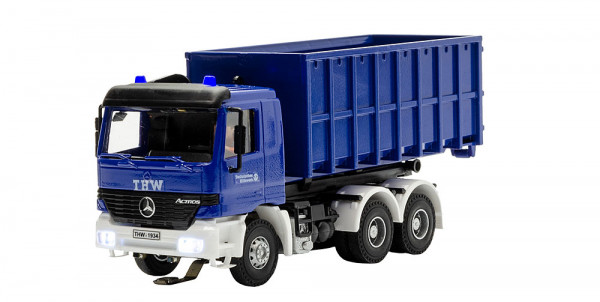 Viessmann 8070 - MB ACTROS 3-achs THW mit Abrollcontainer und Rundumleuchten, Basis, Funktionsmodell