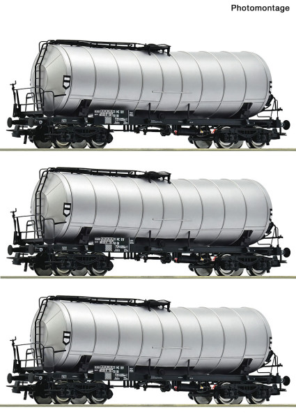 Roco 6600392 - DR 3er Set Knickkesselwagen Chrom DR E4