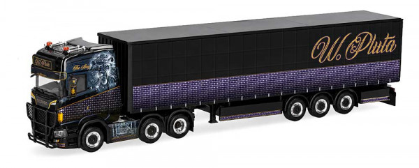 Herpa 321884 - Scania CS 20 Hochdach Gardinenplanen-Sattelzug "Pluta/The King" (PL)