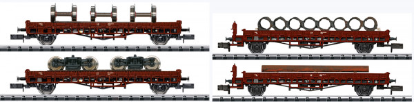 Trix 18707 - DB Set Niederbordwagen Kklms440 4-teilig Ep.4, mit Beladung