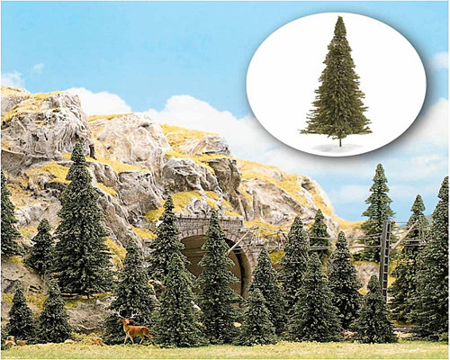 Busch 6476 - 20 Edeltannen mit feinem Nadelflock und Wurzelfüßen (je 4 x 60, 90, 110 mm, 6 x 75 mm u