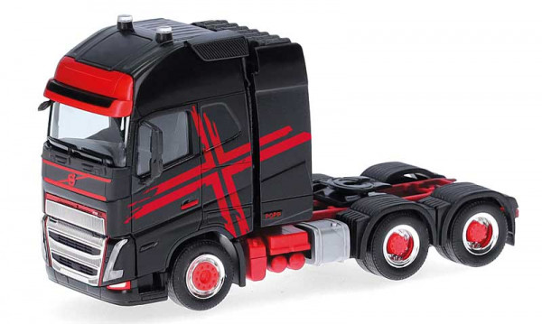 Herpa 318624 - Volvo FH GL XL 2020 Zugmaschine mit Schwerlastturm, schwarz/rot