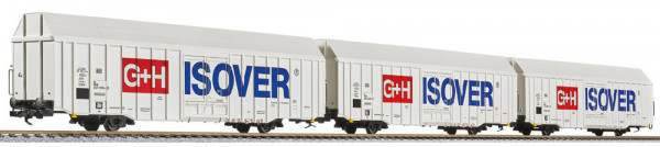 Liliput 230159 - DB AG Set 3-teilig Großraum-Güterwagen Hbbks Ep.5, "G+H Isover"