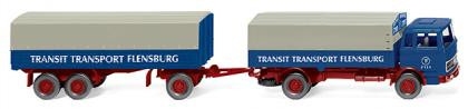 Wiking 043203 - MB Kubisch Pritschenhängerzug "Transit Transport"
