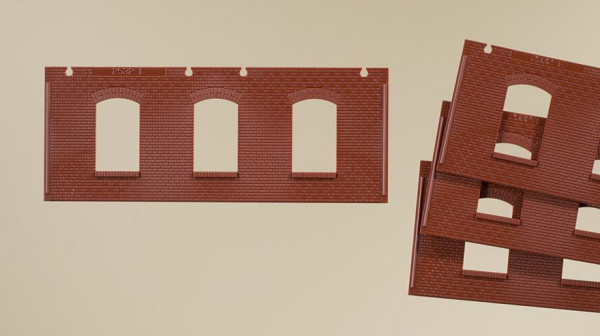 Auhagen 80527 - Wände 2532E rot, je 94 x 37 mm