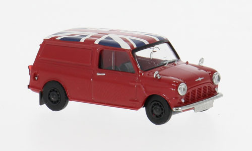 Brekina 15365 - Austin Mini Countryman, rot mit Union Jack