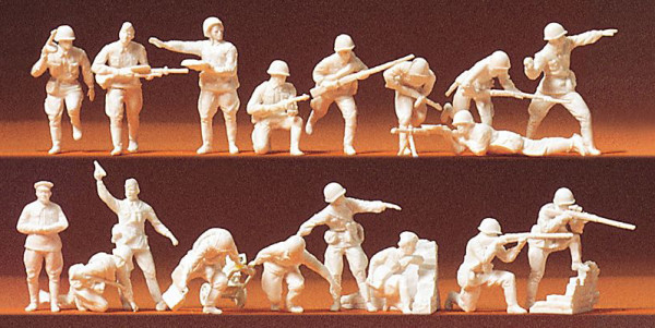 Preiser 16505 - Gardeinfanterie UdSSR 1942 18 unbemalte Miniaturfiguren Bausatz Materialfarbe olivge