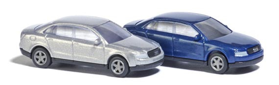 Busch 8340 - Set Audi A4 Limousinen, echter Metallic-Lackierung