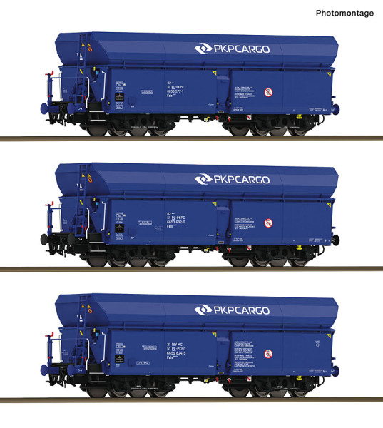 Roco 6600494 - PKP 3er Set Selbstentladewagen Fals PKP Cargo E6