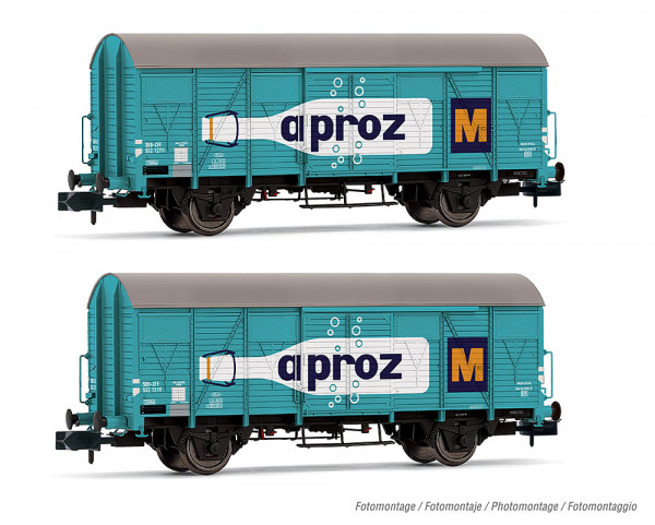 Arnold HN6683 - SBB, 2-tlg. Set 2-achs. gedeckter Güterwagen der Bauart K4 „APROZ“, Ep. III