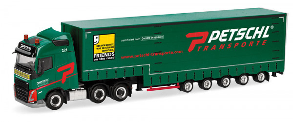 Herpa 318914 - Volvo FH GL 2020 6x2 Volumenplanen-Sattelzug 3/5 "Petschl" (A)