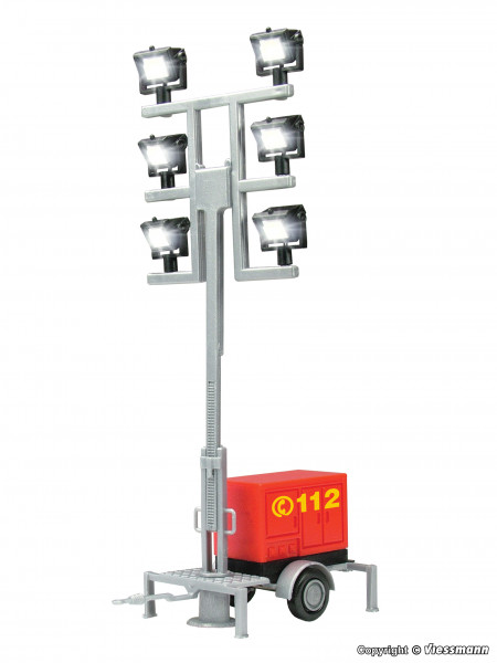 Viessmann 1344 - Leuchtgiraffe Feuerwehr auf Anhänger mit 6 LEDs weiß