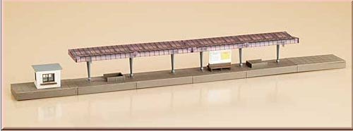 Auhagen 14459 - Bahnsteig 360 x 30 x 40 mm Gleismittenabstand 55 mm mit Glasdach, Unterführung, Bänk