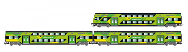 Lima HL5059 - FS Trenitalia, 3-tlg. Set Vivalto-Doppelstockwagen (einer mit Führerstand) neue „Regio