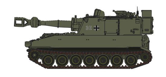 Artitec 6870095 - BW Panzer M109G für Eisenbahntransport, Fertigmodell aus Resin, lackiert