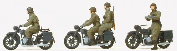 Preiser 16598 - Kradschützen aufgesessen Motorrad BMW R 12 Deutsches Reich 1939-45 4 unbemalte Minia